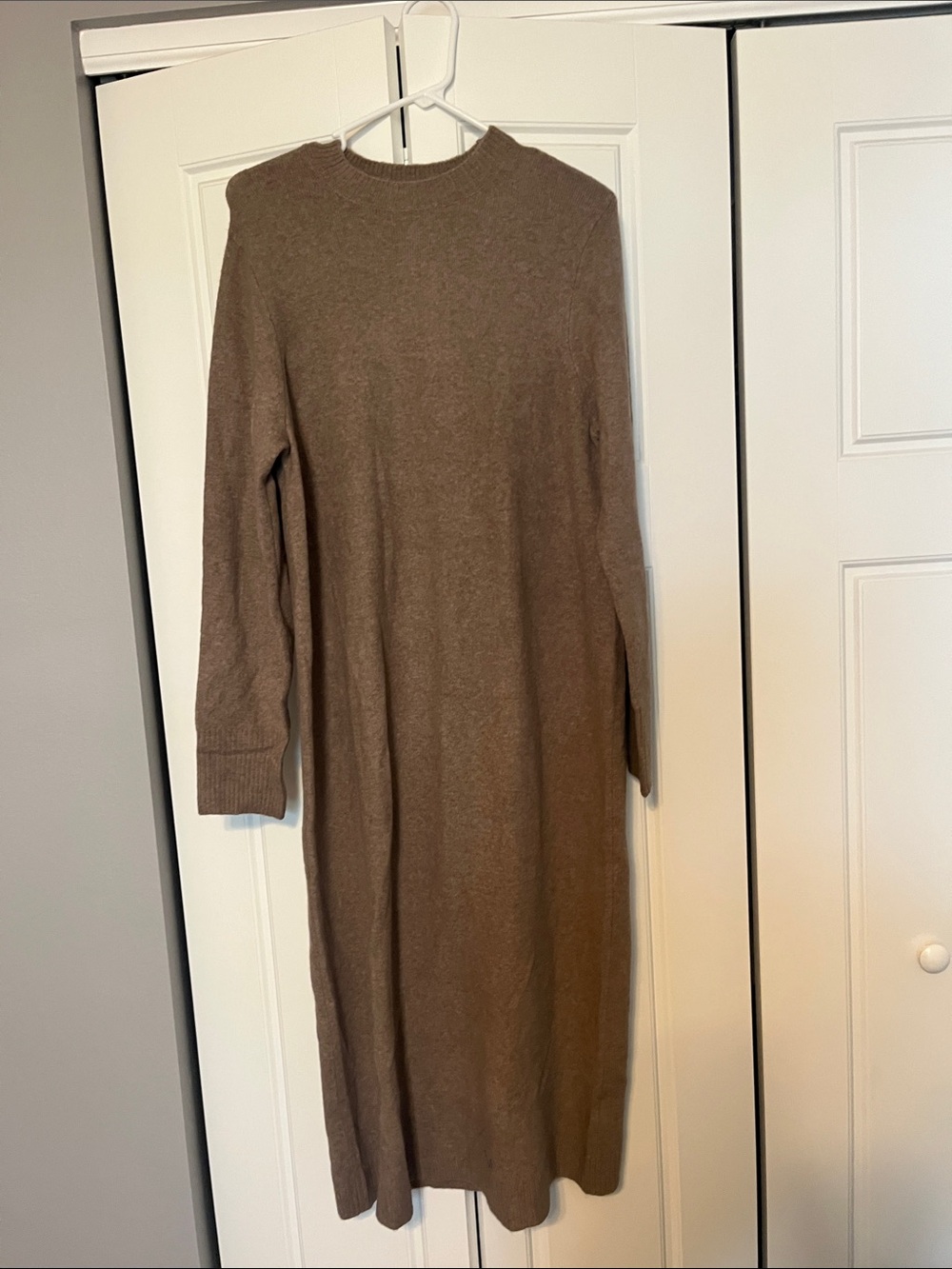 J. Crew Taupe Brown Long-Sleeve Dress